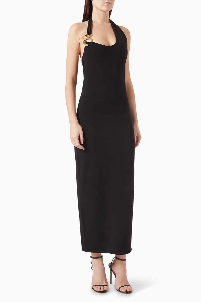 

Enigma Hardware Maxi Dress in Rayon-knit, Black