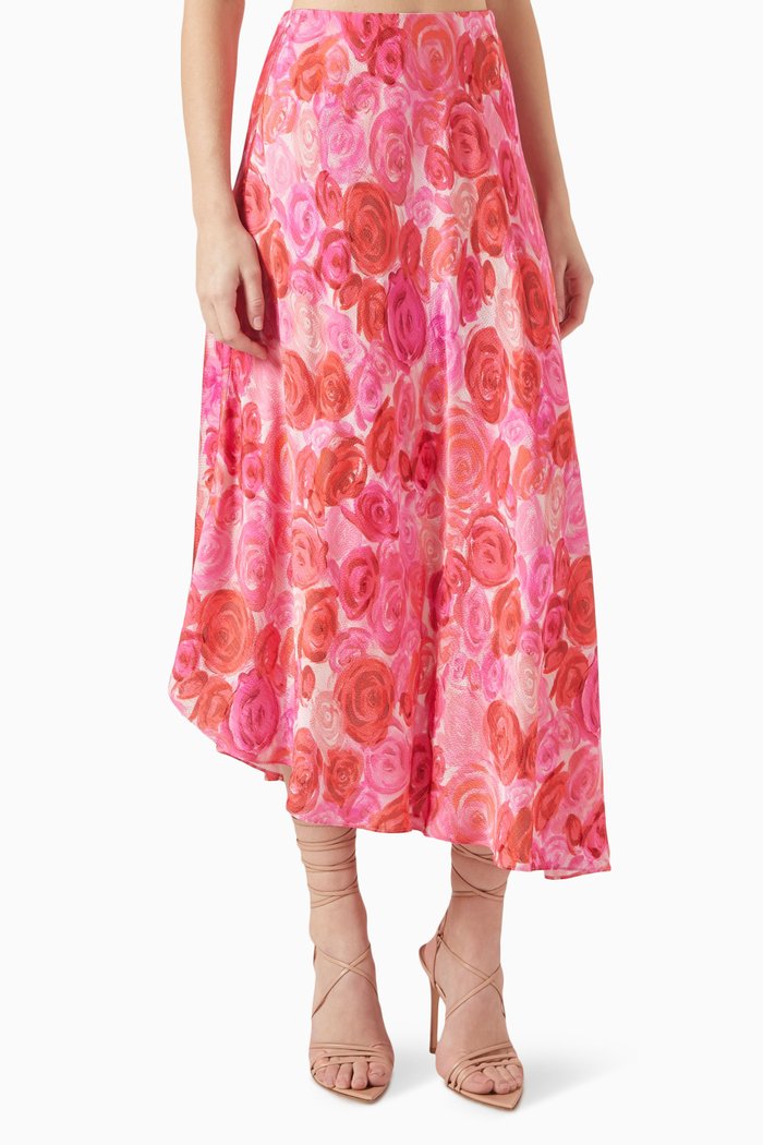 

Valeria Asymmetric Midi Skirt, Pink