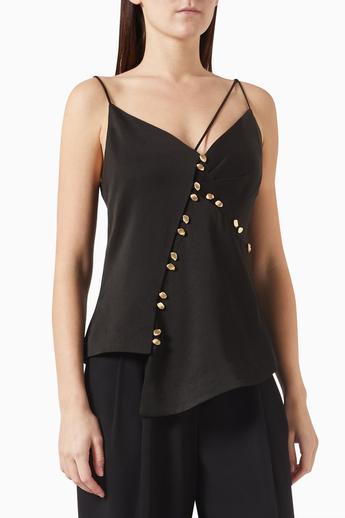 

Riddle Button Down Top, Black