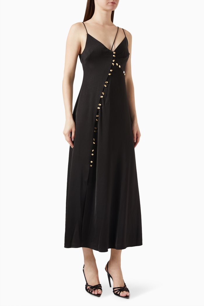 

Riddle Button Down Maxi Dress, Black