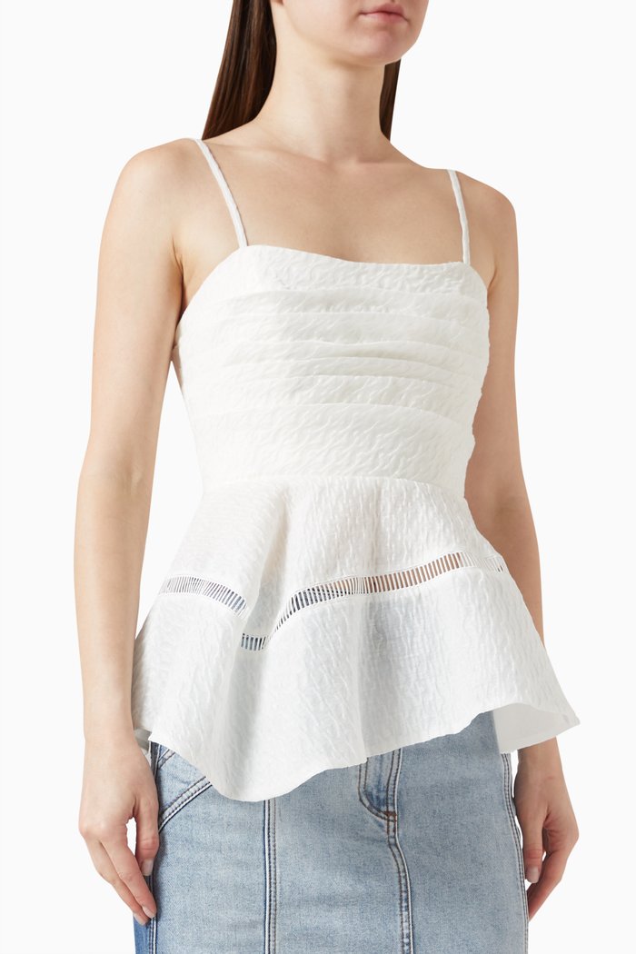 Cinque Peplum Top in Jacquard, White