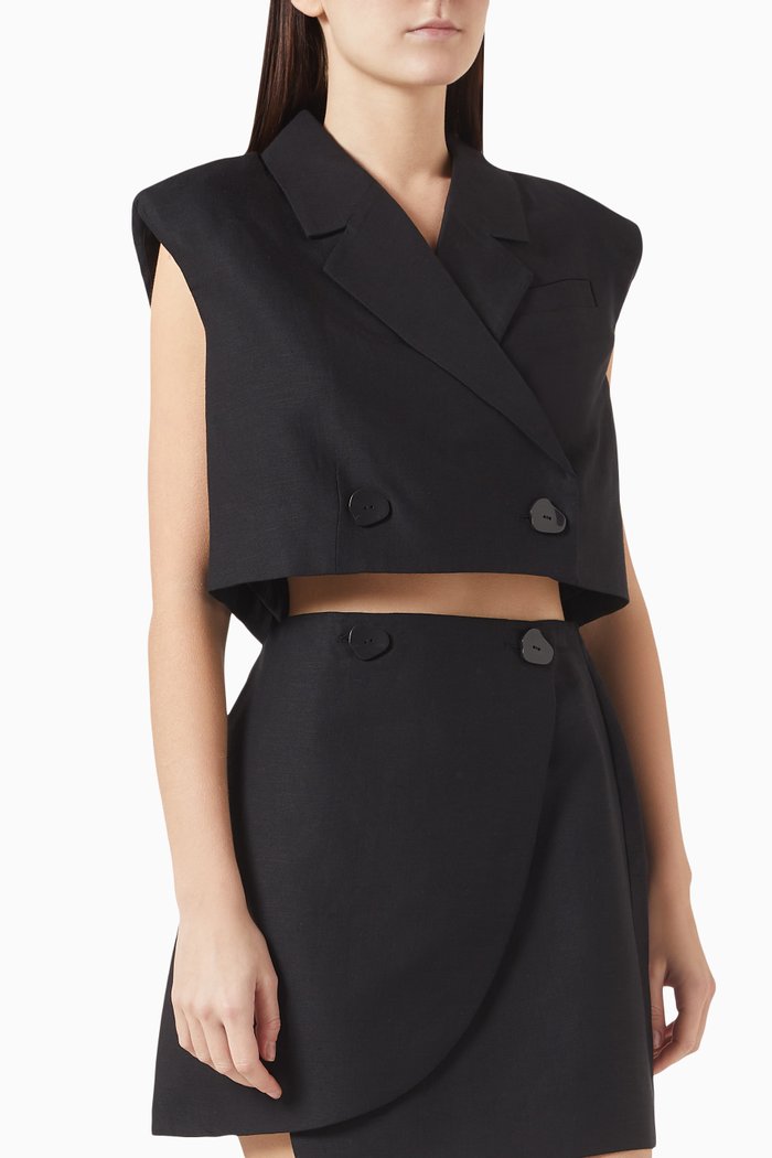 

Flight Oversized Cropped Vest, Black