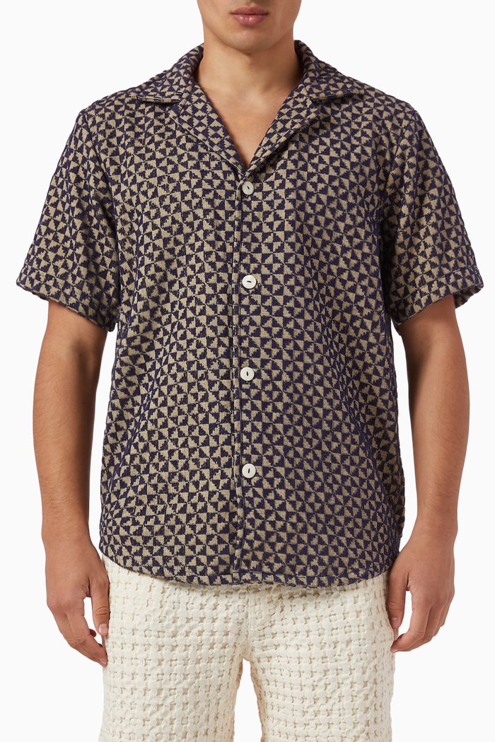 

Puzzle Cuba Shirt in Jacquard-woven Terrycloth, Blue