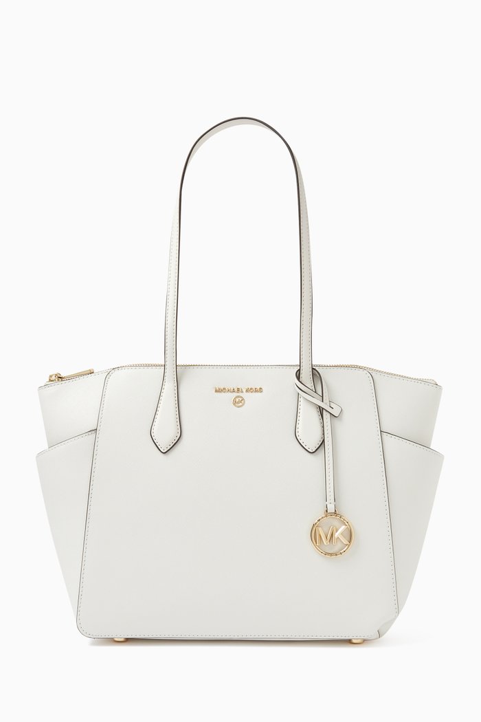

Medium Marilyn Tote Bag in Saffiano Leather, White