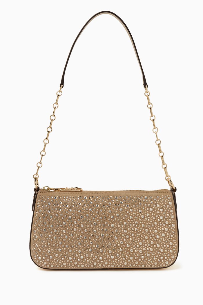 Medium Empire Pochette Bag in Embellished Suede, Gold