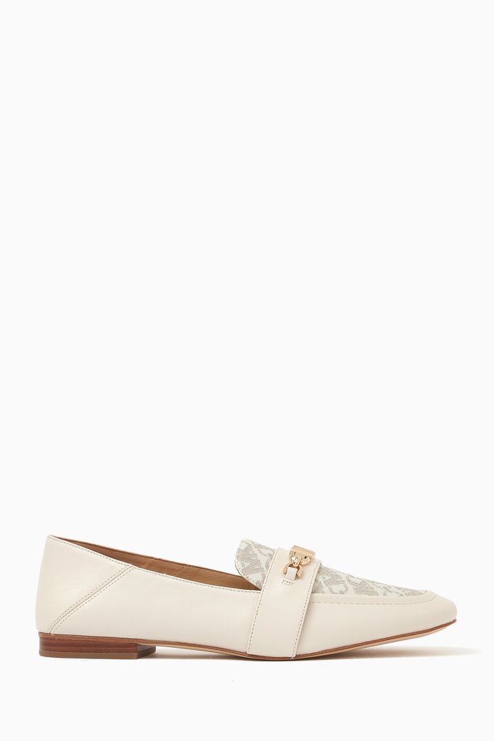 

Tiffanie Loafers in Leather & Logo Canvas, Neutral