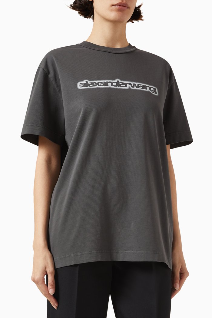 

Halo Print T-shirt in Cotton Jersey, Grey