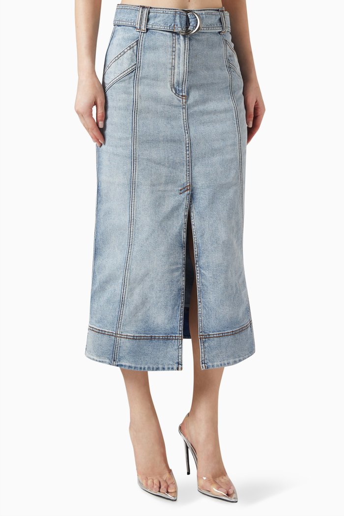 

Embrace Midi Skirt in Denim, Blue