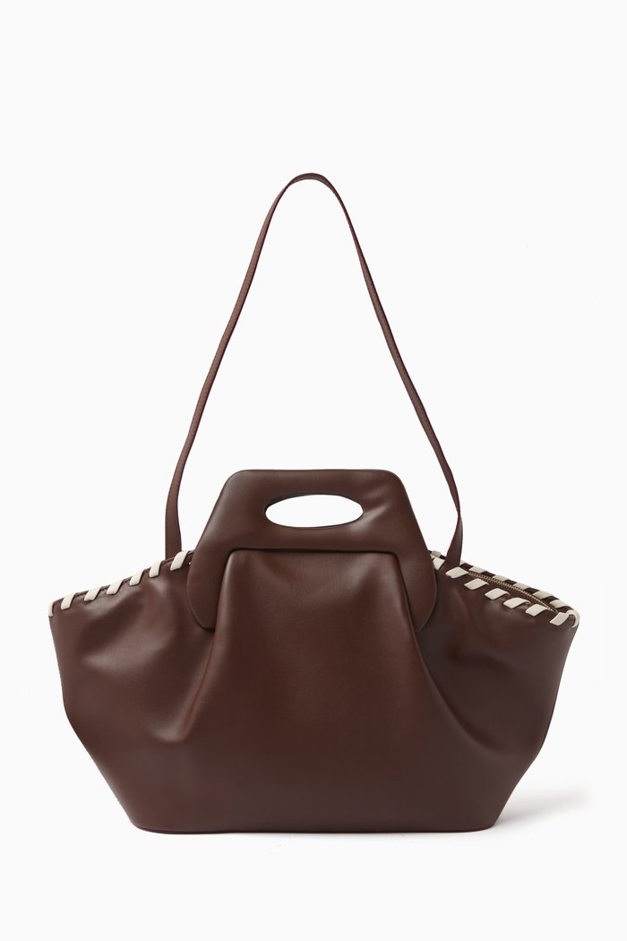 

Medium Dhea Lace Tote Bag in Vegan Grape Fabric, Brown