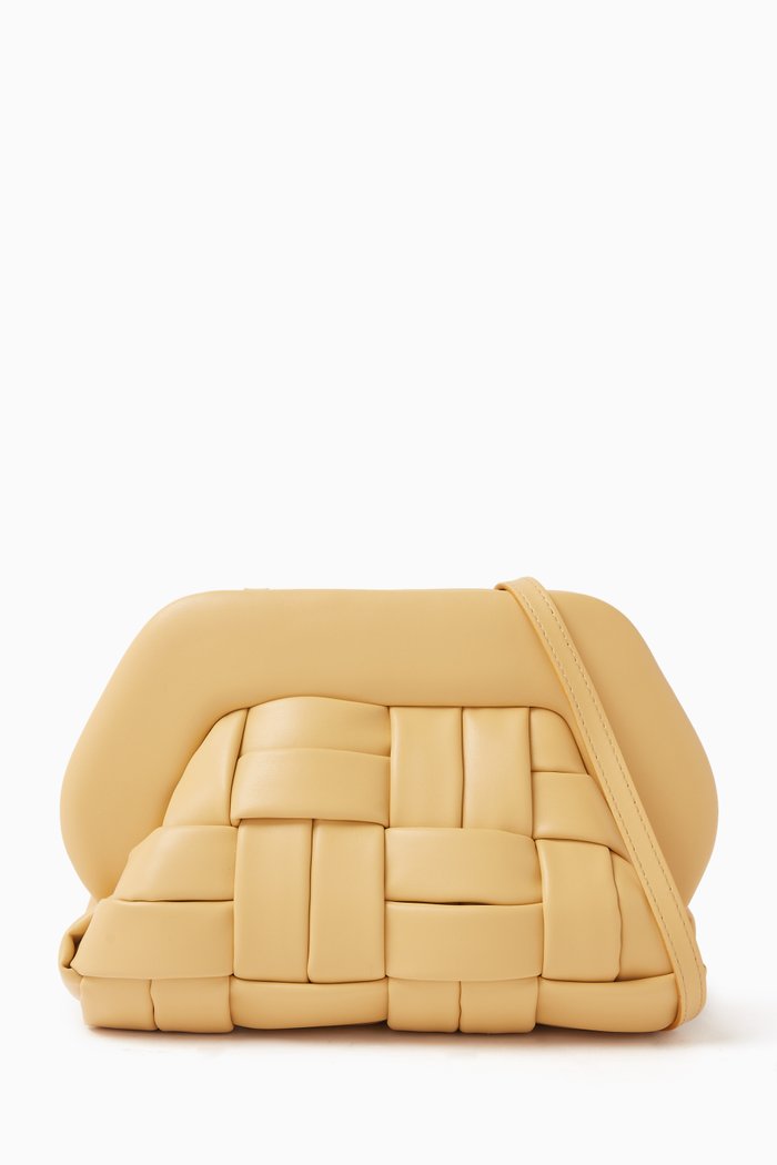 

Small Tia Weaved Clutch Bag in Vegan Fabric, Neutral