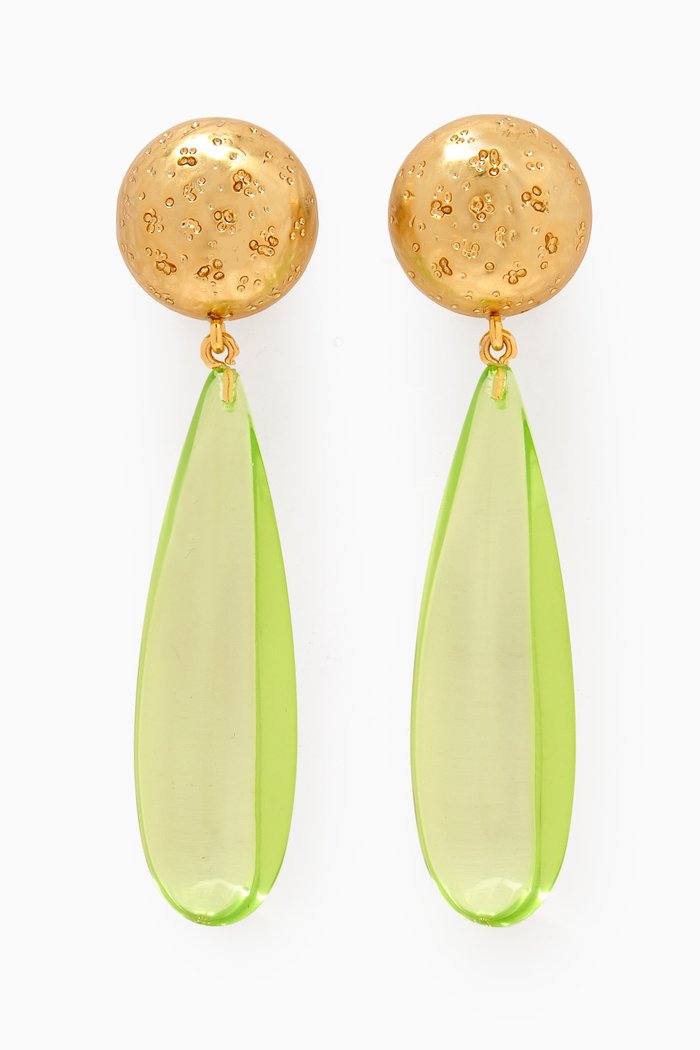 

Tear Drop Earrings in Gold-plated Brass, Multicolour