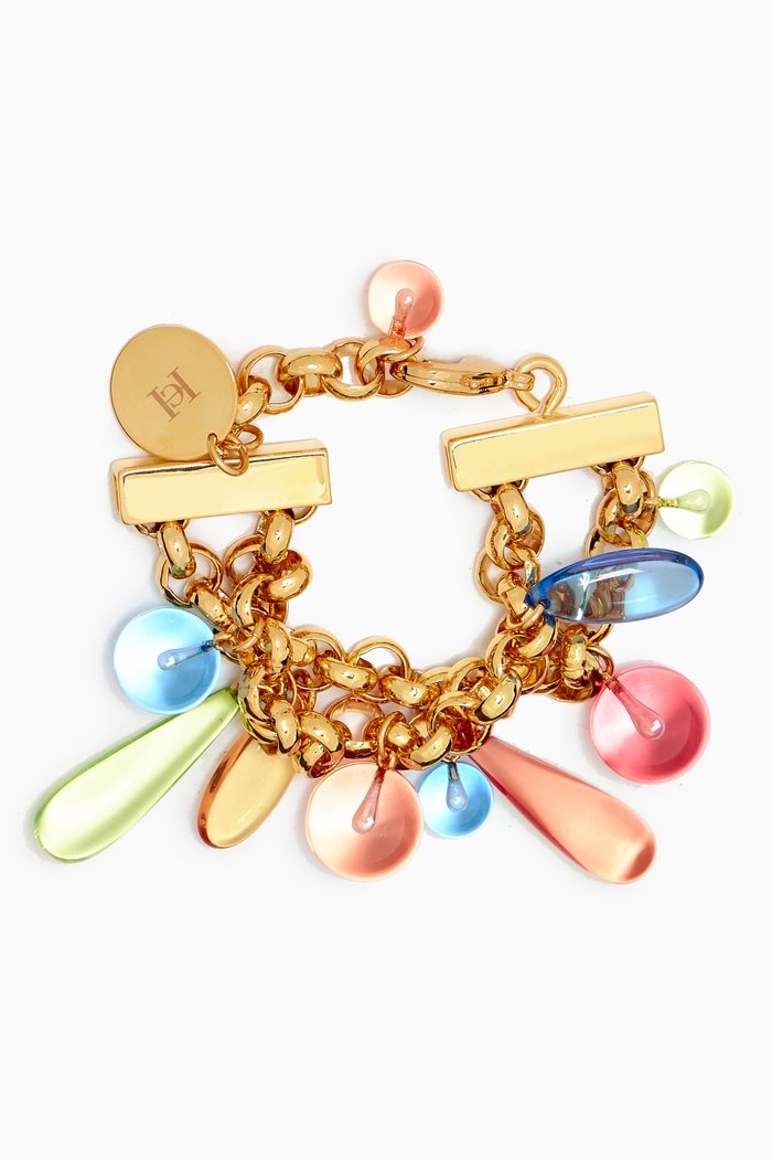 

Layered Beaded Chain Bracelet in Gold-plated Brass, Multicolour