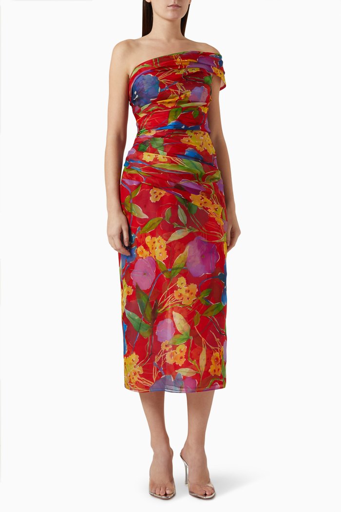 Floral-print Midi Dress, Multicolour