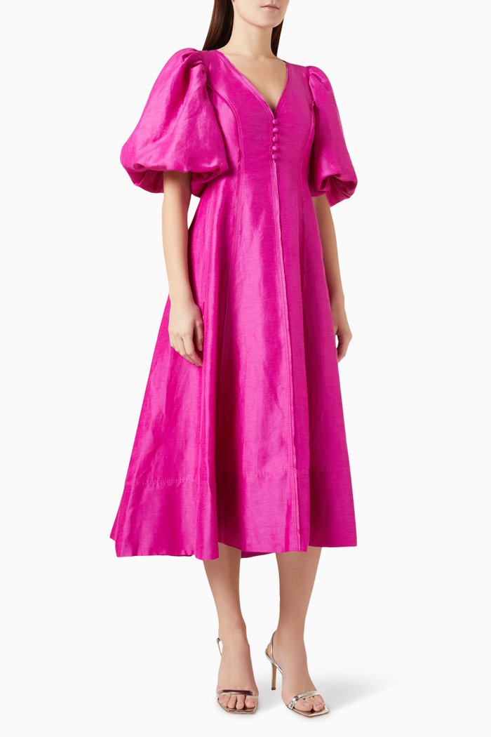 

Dusk Midi Dress in Linen-blend, Purple