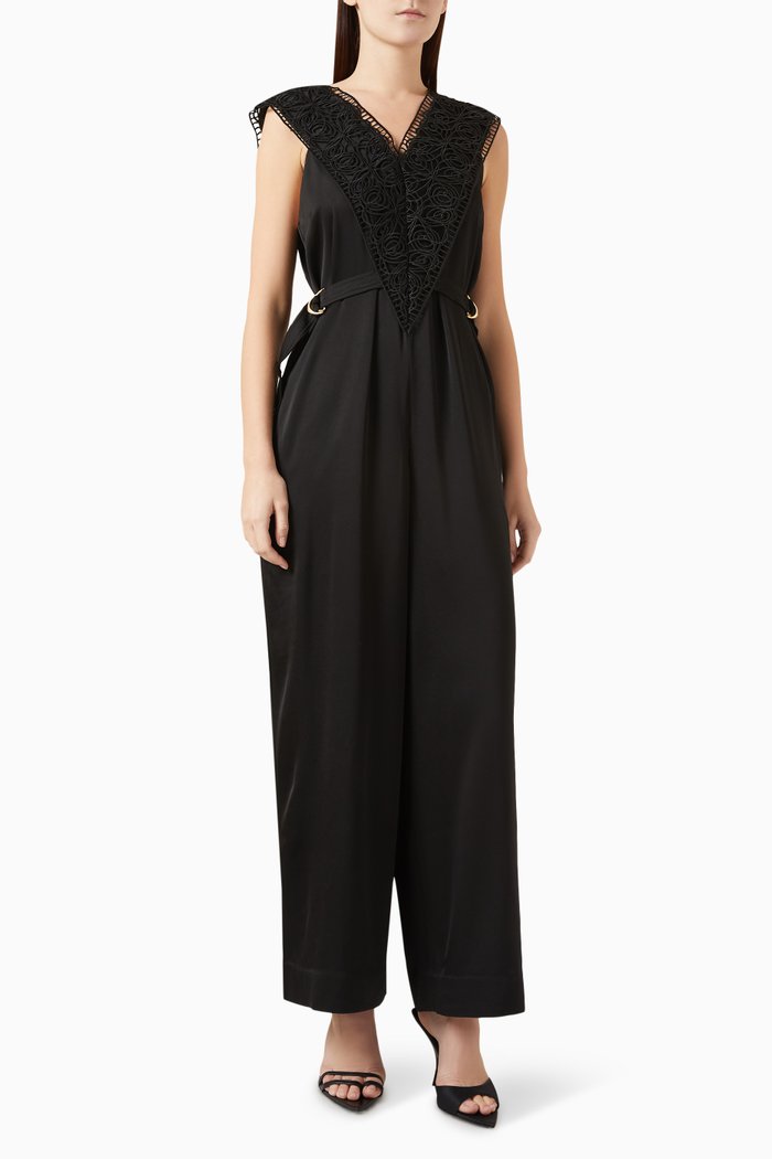 Spirit Belted Jumpsuit in Acetate-blend, Black