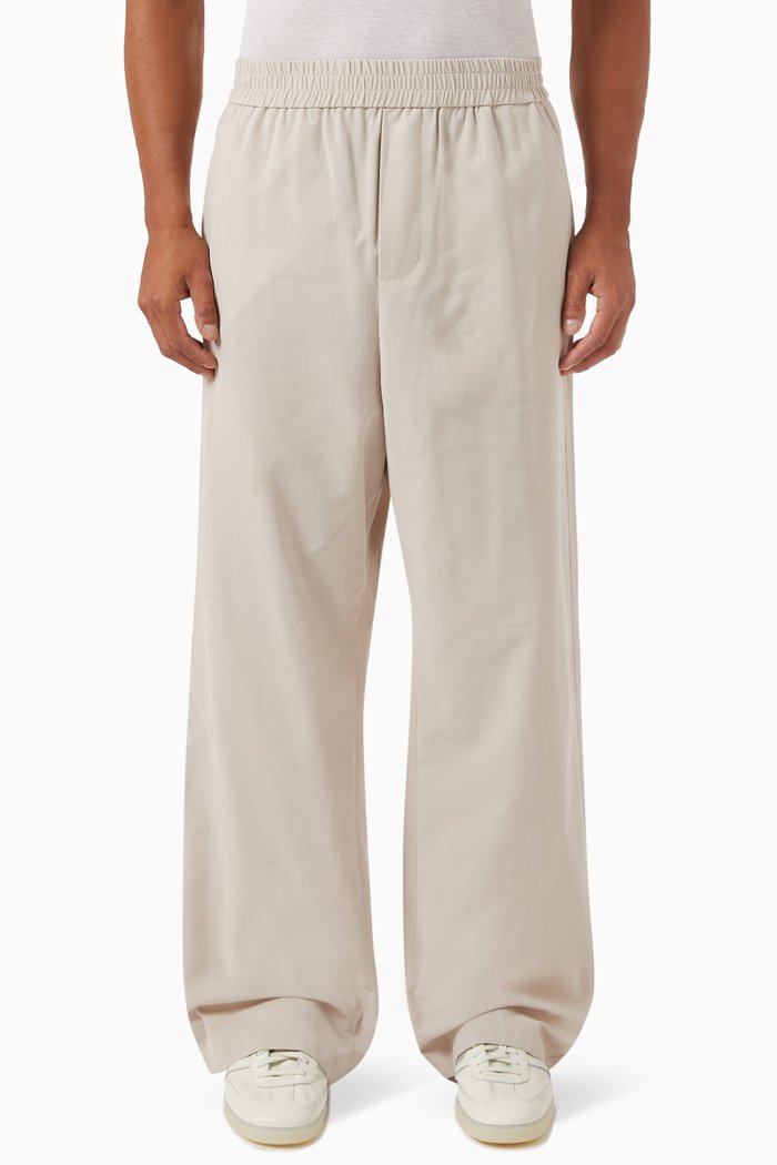 

Elasticated Waist Pants in Cotton Crepe, Neutral
