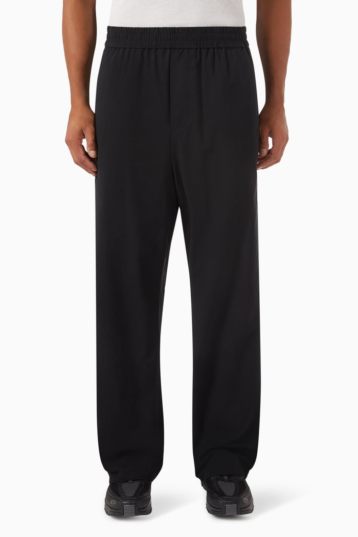 

Elasticated Waist Pants in Cotton Crepe, Black