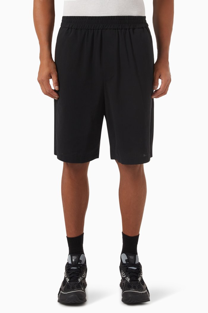 

Elasticated Waist Bermuda Shorts in Cotton, Black