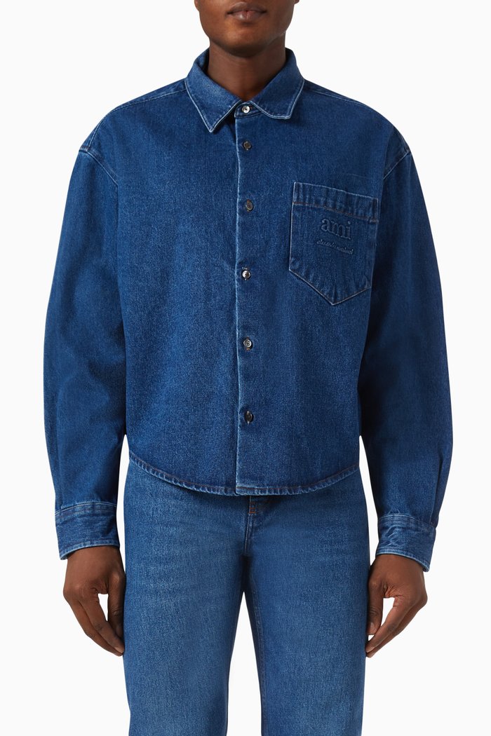 

Logo-embroidered Shirt in Denim, Blue
