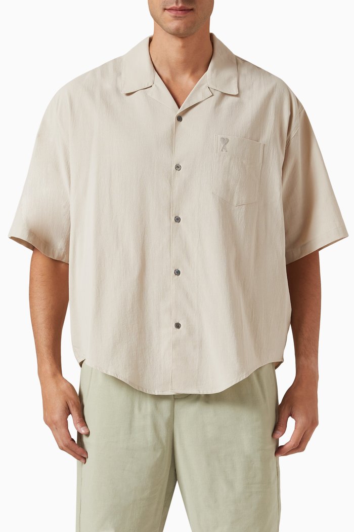 

Embroidered-logo Shirt in Cotton, Neutral