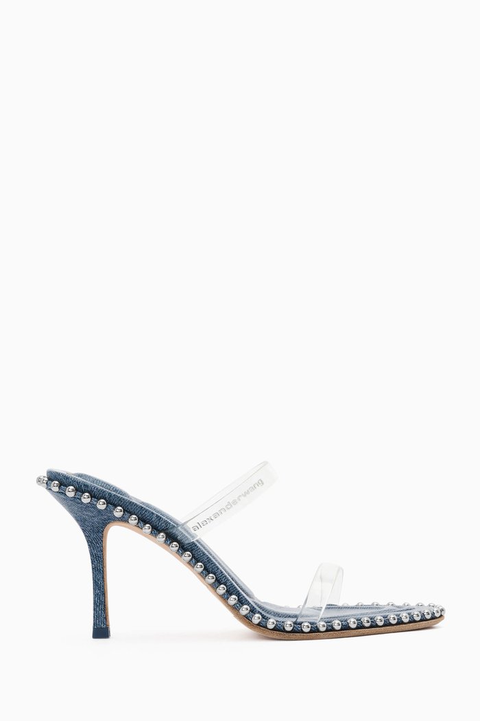

Nova 85 Mules in PVC & Denim, Blue