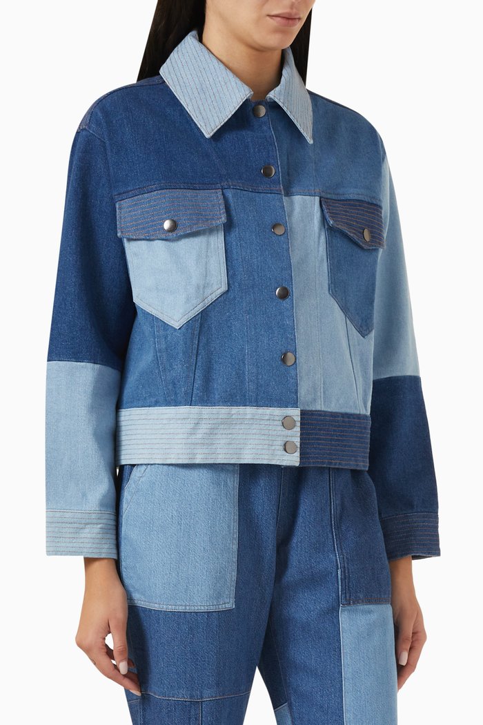 

Decklyn Patchwork Jacket in Denim, Blue