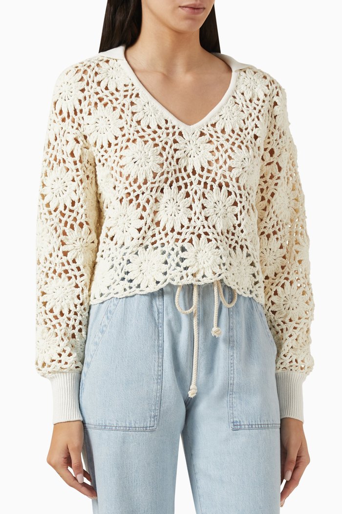 

Vera Sweater in Cotton-blend, White