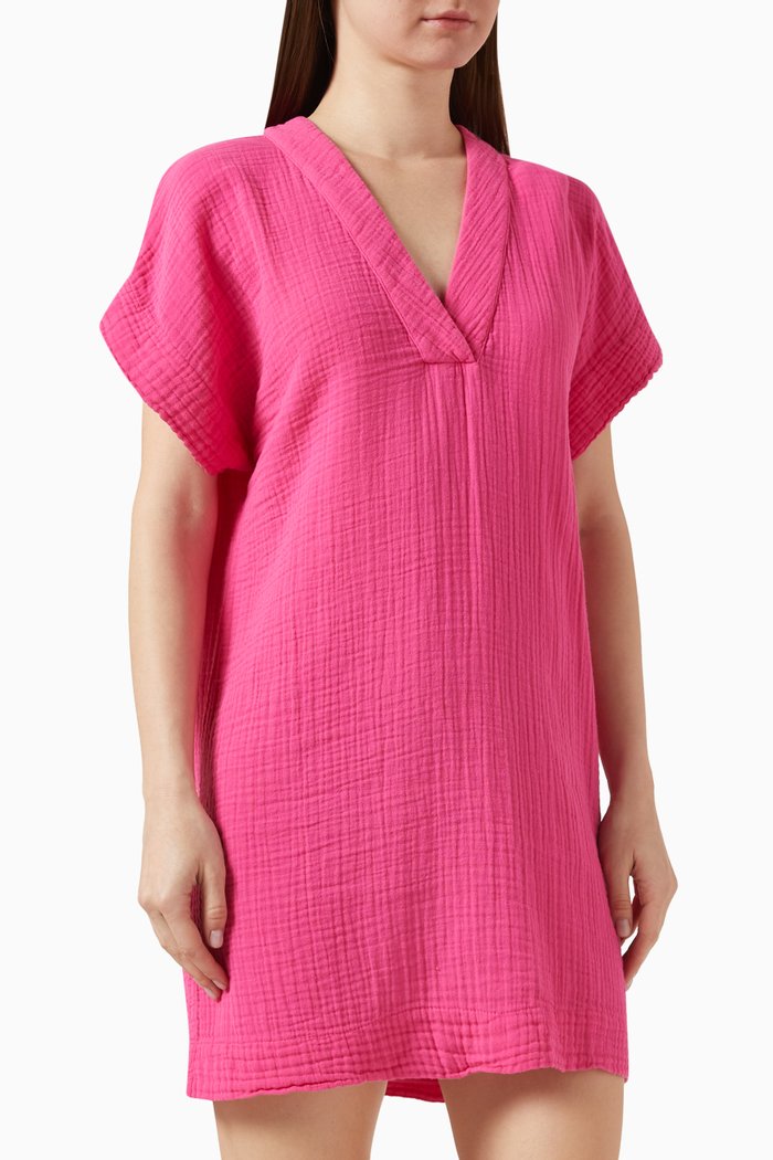 

Blakely Mini Dress in Cotton-gauze, Pink