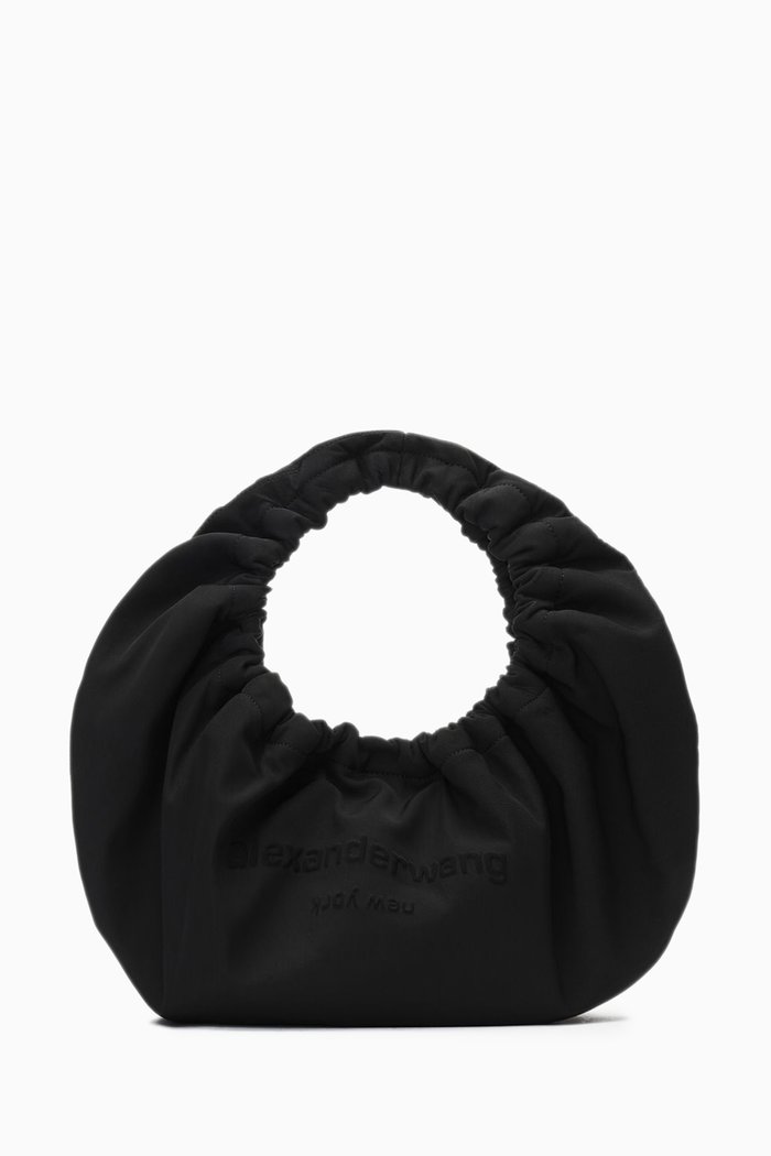 

Small Crescent Shoulder Bag in Twill, Black