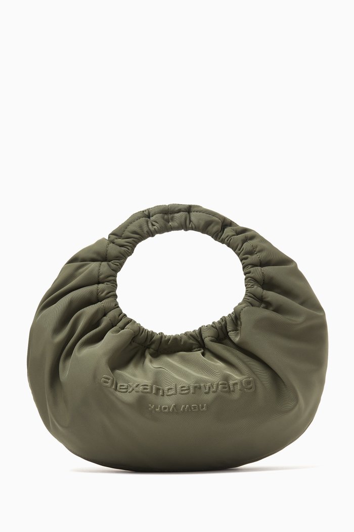 

Small Crescent Shoulder Bag in Twill, Green