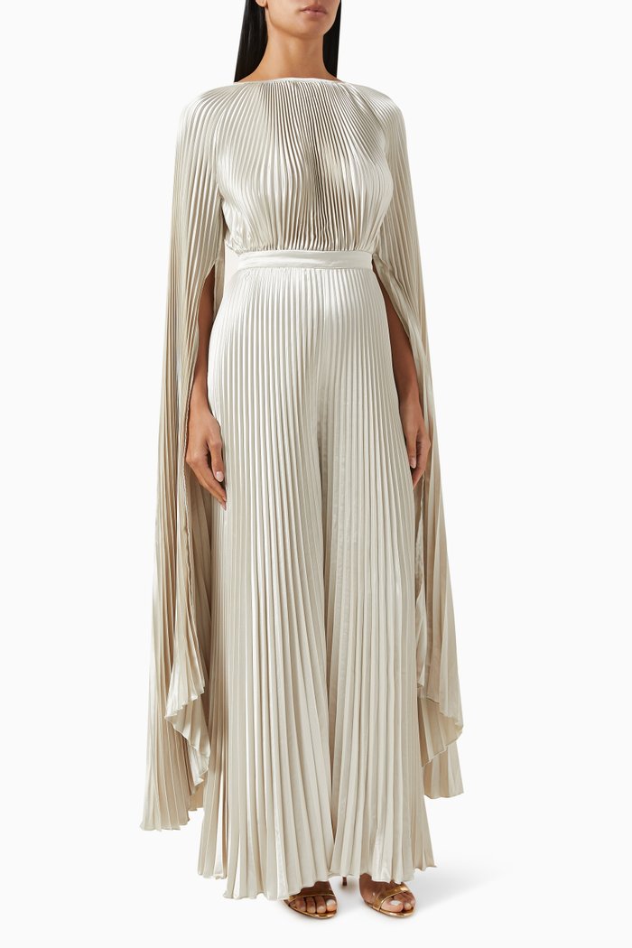 

Palais Jumpsuit in Pleated Satin, Neutral