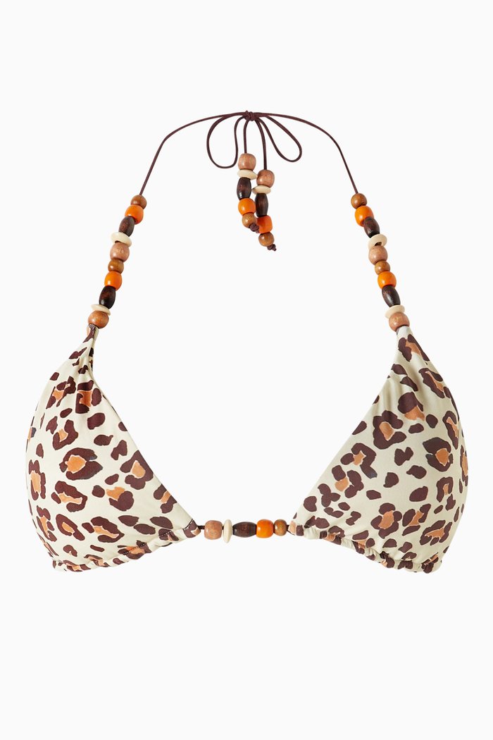 

The Triangle Printed Top in Matte Lycra, Brown
