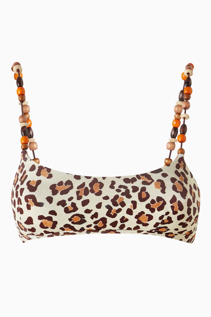 

Printed Crop Top in Matte Lycra, Brown
