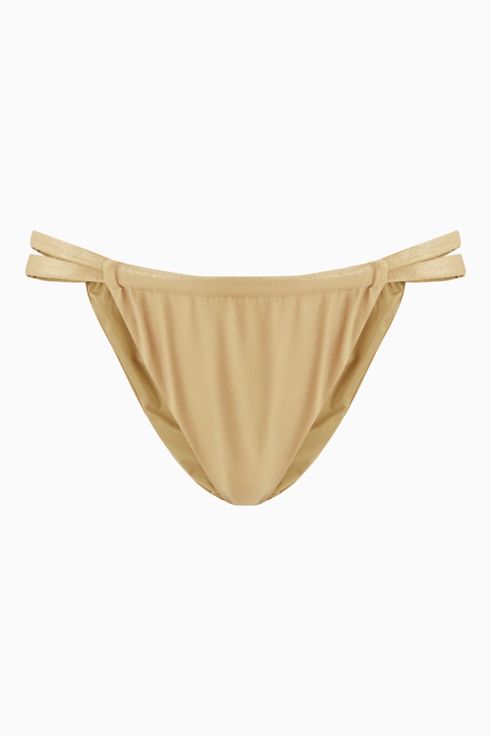 

The Luxe 90’s Bikini Brief in Stretch Lamé, Gold