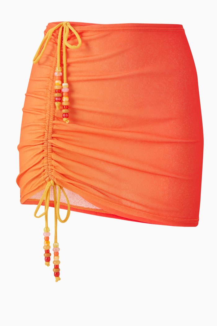 

The Scrunch Mini Skirt in Mesh, Orange