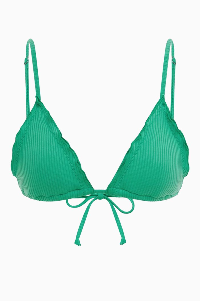 

Frill Tri Bikini Top in Recycled Nylon, Green