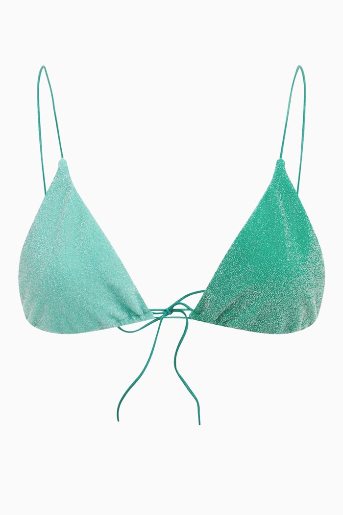 

The String Bikini Top in Lurex, Blue