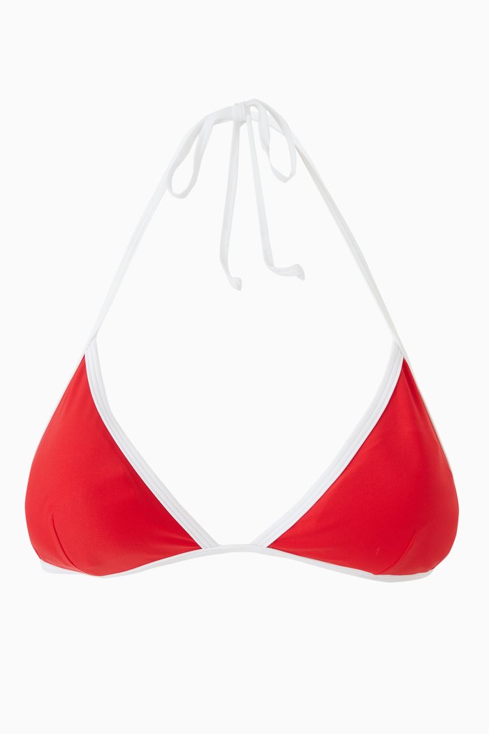 

The Duo Tri Bikini Top in Stretch Nylon, Red