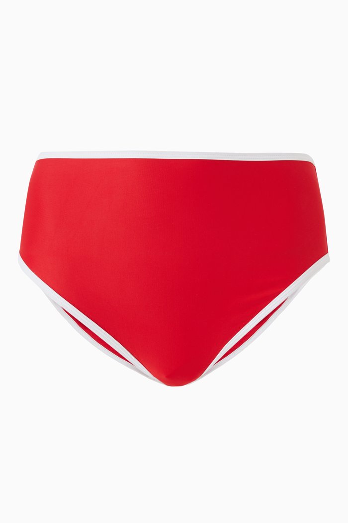 

The Waisted Duo Bikini Briefs in Stretch Nylon, Red
