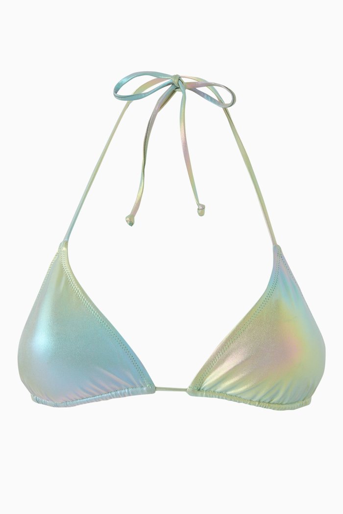 

Luxe Tri Bikini Top in Stretch Lamé, Blue