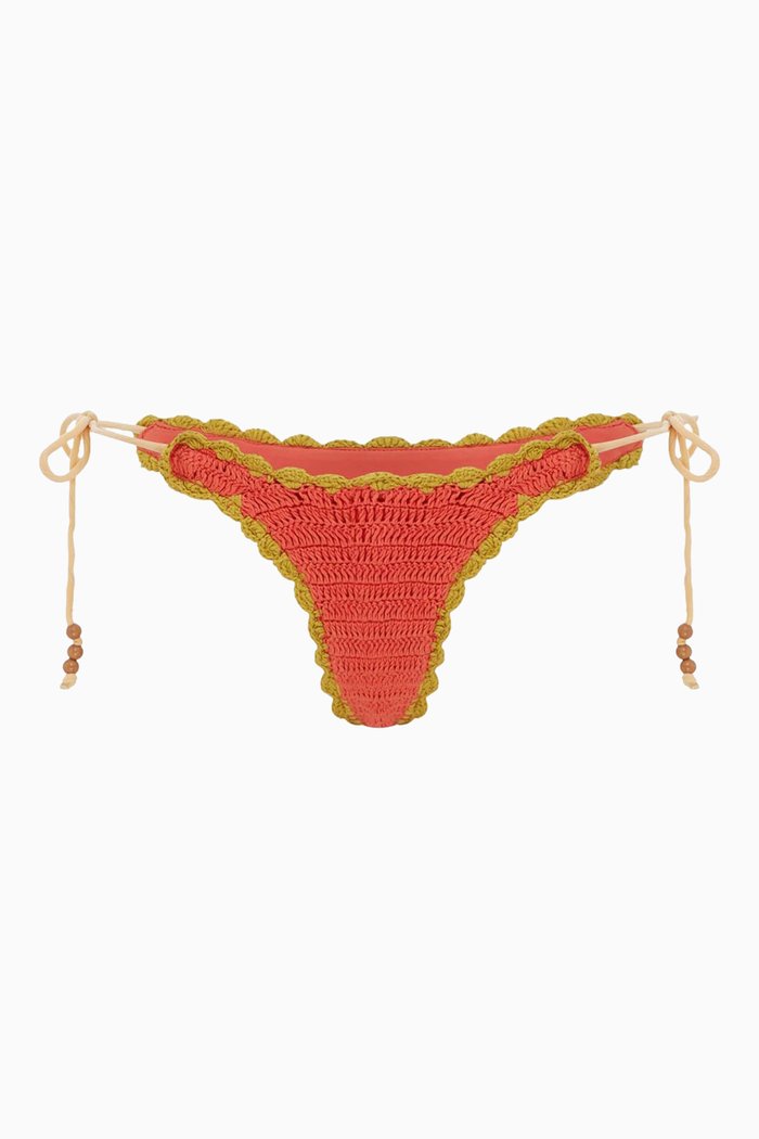 

Crochet Tie Bikini Brief in Cotton, Multicolour
