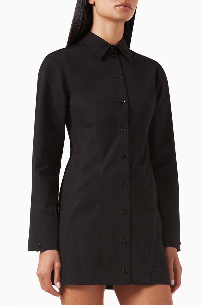 

Mini Shirtdress in Cotton, Black