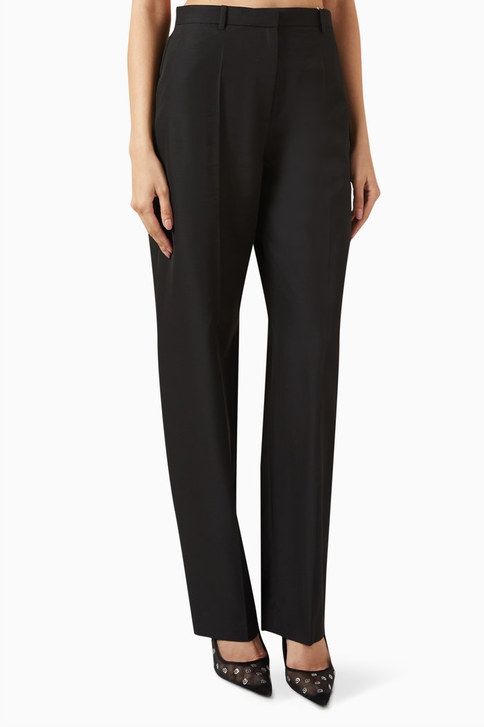 

Low-waist Tailored Pants in Wool-blend, Black