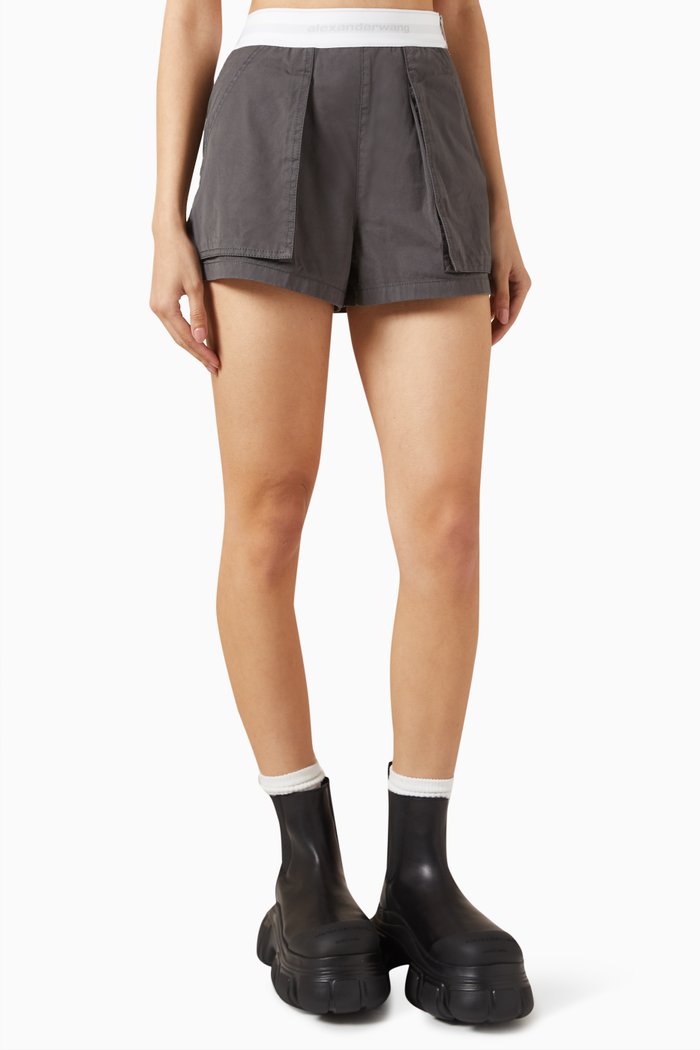 Cargo Rave Shorts in Cotton-twill, Black