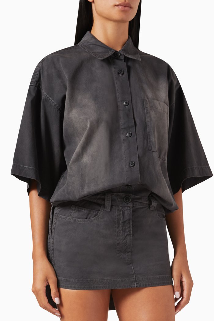 

Pre-style Mini Dress in Cotton-denim, Black