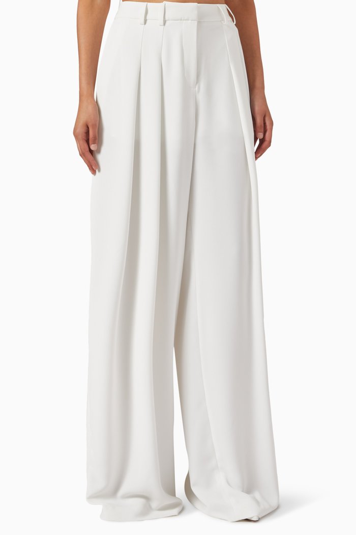 

Pleated Wide-leg Pants, White