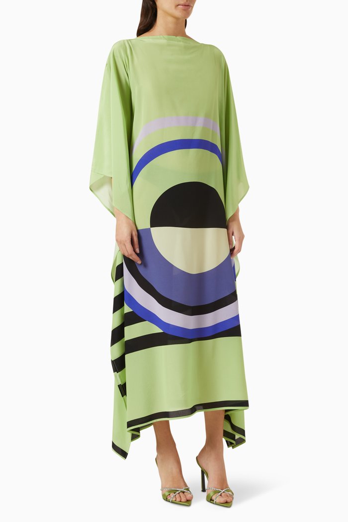 Emilie Maxi Dress in Silk-crepe, Green