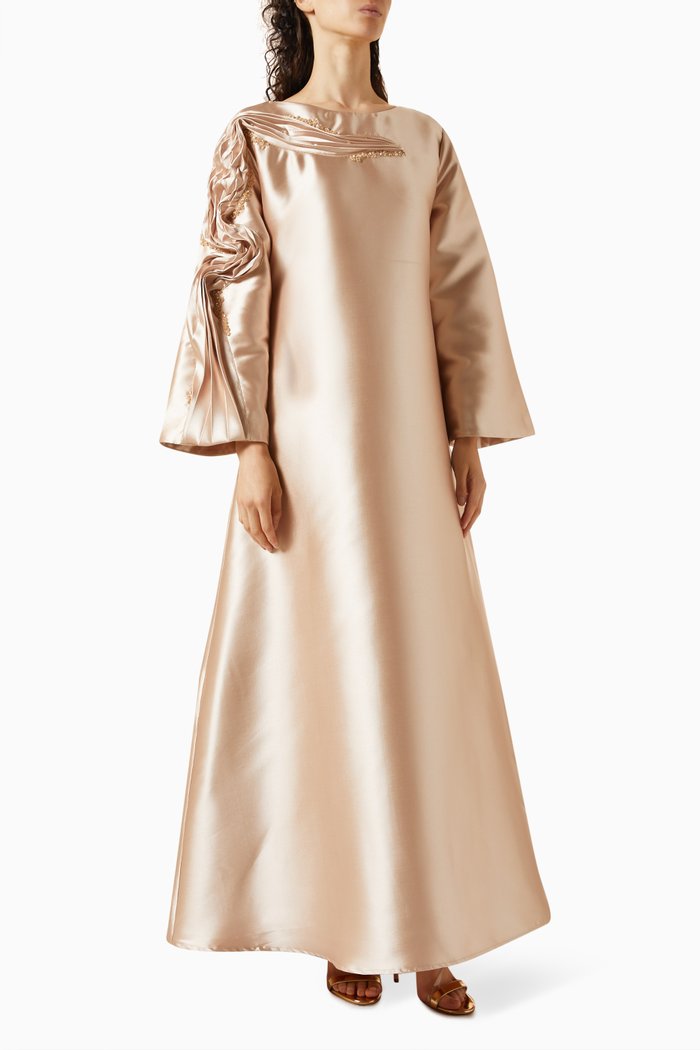 

Ruched Sleeves Maxi Dress, Gold