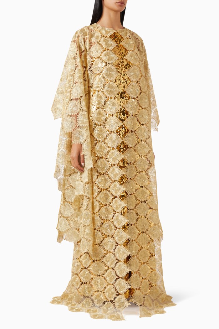 

Sequin-embellished Kaftan in Lace, Gold