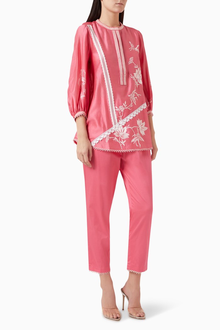 

Asha Co-ord Set in Silk & Satin, Pink